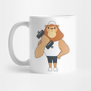 Lion at Bodybuilding with Dumbbell Mug